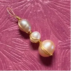 【新品未使用】淡水パール ペンダントトップ 珍しい三色　エレガント定番　本真珠