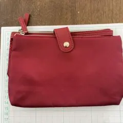 SK2 赤いナイロンポーチ メッシュポケット付き