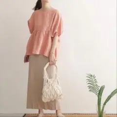 アーバンリサーチドアーズ 洗える　バルーンスリーブ　リネン　麻　ピンクのサムネイル