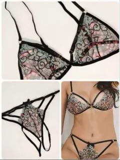 新品未使用品セクシーランジェリー 穴あき オープンクロッチ女性の刺繍S-L