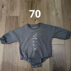 【お値下】恐竜うらグレーロンパース70