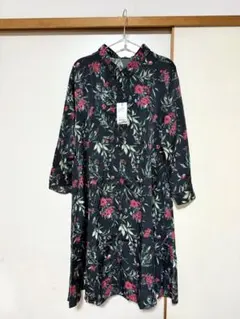 花柄長袖シャツワンピース