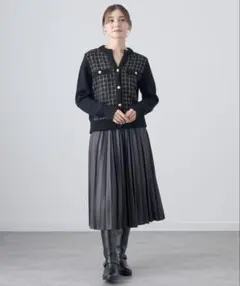 ANAYI レザーライクプリーツ スカート