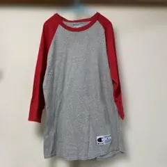 Champion 七分袖カットソー L グレー/レッド