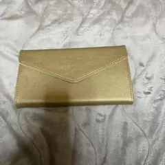 CRESTIA ゴールド×ベージュ　長財布　通帳ケース