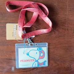 PEANUTS スヌーピー パスケース ネックストラップ付き