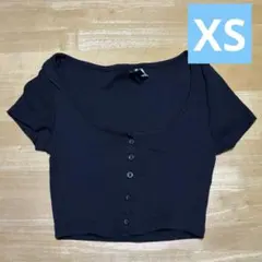 H&M 黒 ヘソだしミニTシャツXS y2k