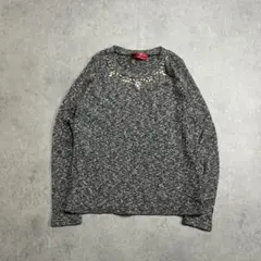 ビーズ ニット グレー トップス ノームコア