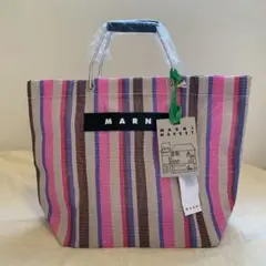 新品　MARNI　マルニマーケット　トートバッグ　ストライプ　ピンク