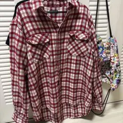 90s old UNIQLO 赤白チェック 長袖シャツ
