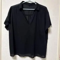 ☆半袖 インド綿ブラウス☆黒☆4Lサイズ☆