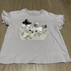フリル袖 猫デザイン Tシャツ 110