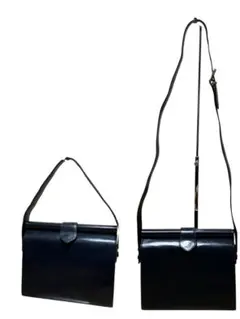 ネイビー ショルダーバッグ ハンドバッグ 2way