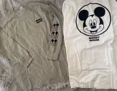 韓国ディズニー☆ミッキー☆ロングＴシャツ　刺繍 新品未使用　ホワイト