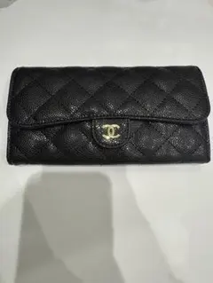 CHANELブラックレザー長財布 キルティングノベルティ商品非売品