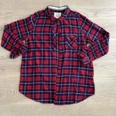☆CLOSSHI 長袖丈長赤系チェックシャツ 4L