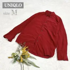 【ユニクロ】UNIQLO メンズ コーデュロイシャツ 長袖 レッド M