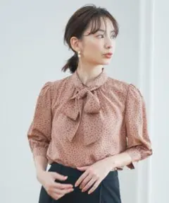 21AW♡ANAYI アナイ ミニレオパードボウタイブラウス 38 総柄