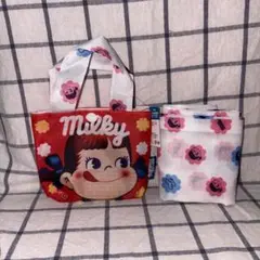 【新品】ミルキー ペコちゃん エコバッグ ポーチ付きのサムネイル
