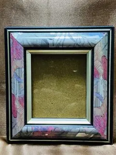 額　ピンク×シルバー　木製　壁掛け　花柄