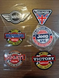 ６枚　ワッペン　セット　モーターサイクル　オートバイ　バイク　刺繍アイロン