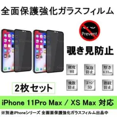 iPhone11ProMax/XSMax覗き見防止全面保護強化ガラスフィルム2枚