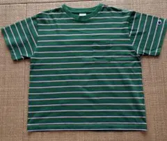 Champion グリーンボーダー Tシャツ Women's L