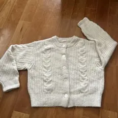 GU パフィタッチ　ケーブル　ショート　アイボリー ケーブル編み カーディガン