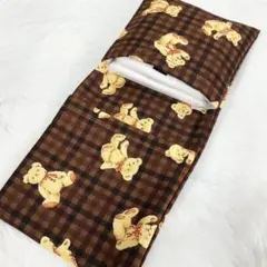 サニタリーケース テディベア クマ チェック 茶色 ブラウン S8818