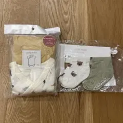 【未使用】プティマイン ボディースーツ70㎝&ソックス2点セット 11㎝〜13㎝