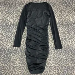 SHEIN 원피스 ブラック 長袖 ギャザー 원피스 34