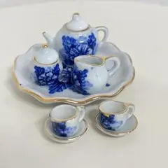 ミニチュア ティーセット 花柄 ブルー