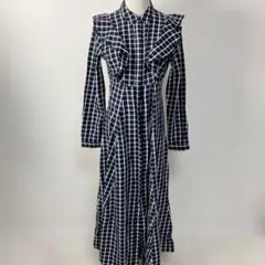 ZARA WOMAN ザラ フリル チェックロングワンピース EUR：XS