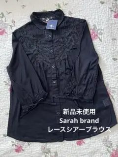 新品未使用　Sarah brand レース七分袖シアーブラウス　インド製