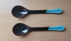 陶器製 スプーン 2本セット 貫入釉薬