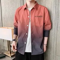 新品❣️シャツ メンズ 夏服 長袖 グラデーション シャツ 通気性 吸汗