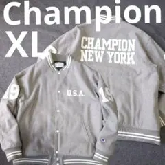 【チャンピオン】2022年人気ビッグロゴ 長袖中綿スタジャンXL グレー