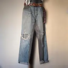 ダメージ加工 ストレートデニムパンツのサムネイル