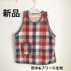 【新品　未使用　美品】エプロン　裏起毛　チェック　冬　キャンプのサムネイル