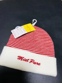 新品☆ロゴ刺繍ストライプニット帽　46-50cm