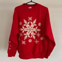 TOP CLASS 雪の結晶デザイン Mサイズ レッドスウェット