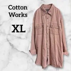 美品✨Cotton Works【XL】ピンク 長袖シャツ シンプル カジュアル