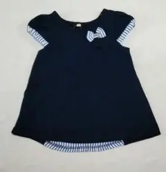 再値下げしました〜新品〜ストライプ後切替Ｔシャツ / 紺 /ネイビー/120