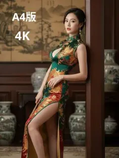 【A4ポスター】【AI生成写真】カラフルチャイナドレス