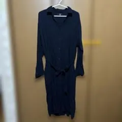 UNIQLO ネイビー 長袖シャツワンピース Lサイズ