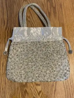 シルバー ビーズ装飾 パーティーバッグ