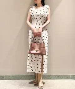 SNIDEL バルーンフリルスリーブIラインワンピース ドット