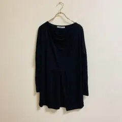 ドレープネック ブラック　長袖チュニック　【L】