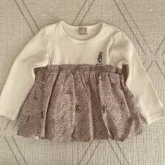 プティマイン ピーターラビット 花柄 ドッキング 長袖 スカート付き 100