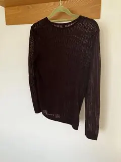 UNIQLO 透かし編み長袖Tシャツ M ダークブラウン
